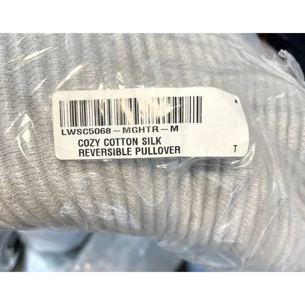 Lunya Cozy Cotton Silk Reversible Ribbed Pullover Sweater Mellow Grey Heather - Picture 15 of 15